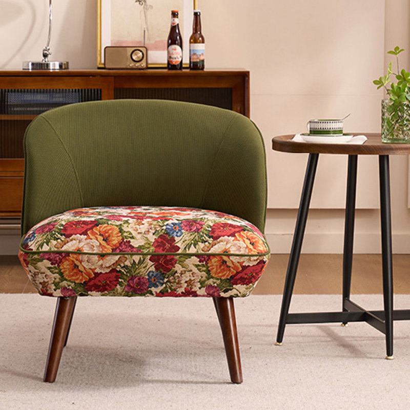 Chaise d'appoint vintage en lin et velours côtelé pour le salon