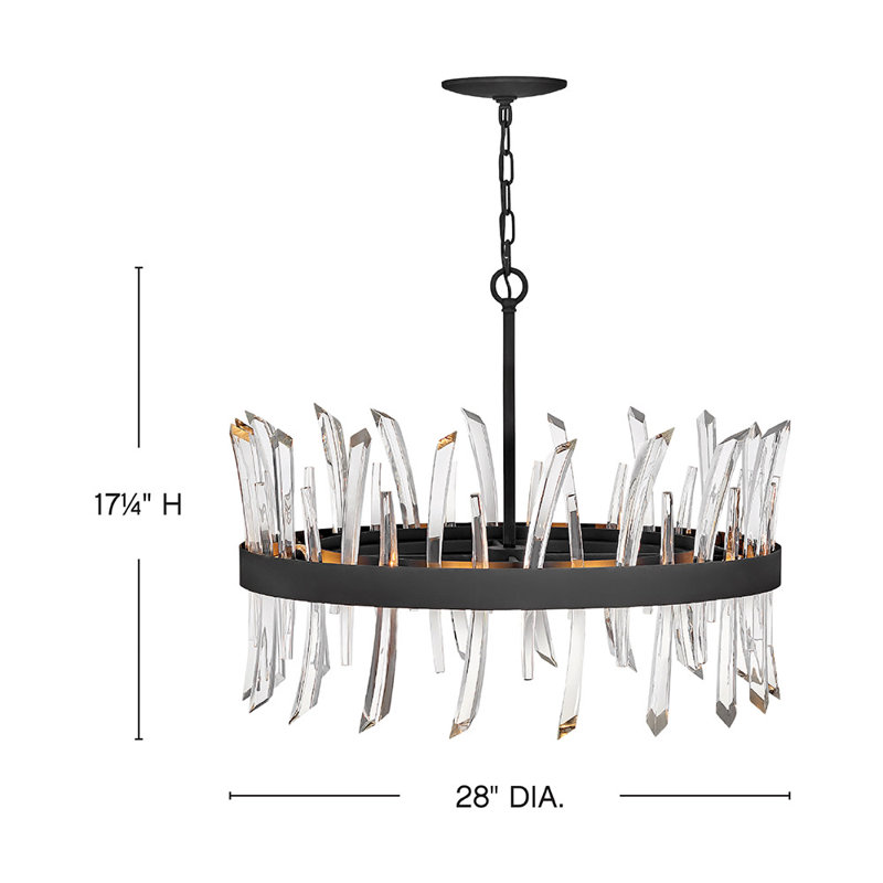 Revel 8 - Light Unique Wagon Wheel Chandelier with Crystal Accents, Black