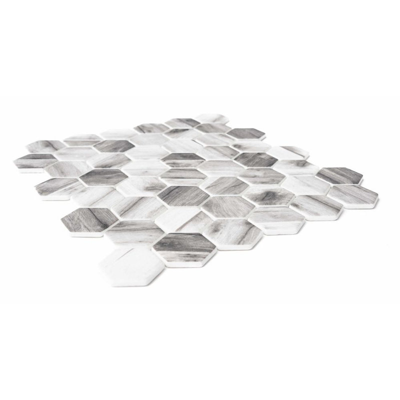 Recycled Honeycomb 1.88" x 1.88" Glass Hexagon Mosaic Wall Tile, Gray