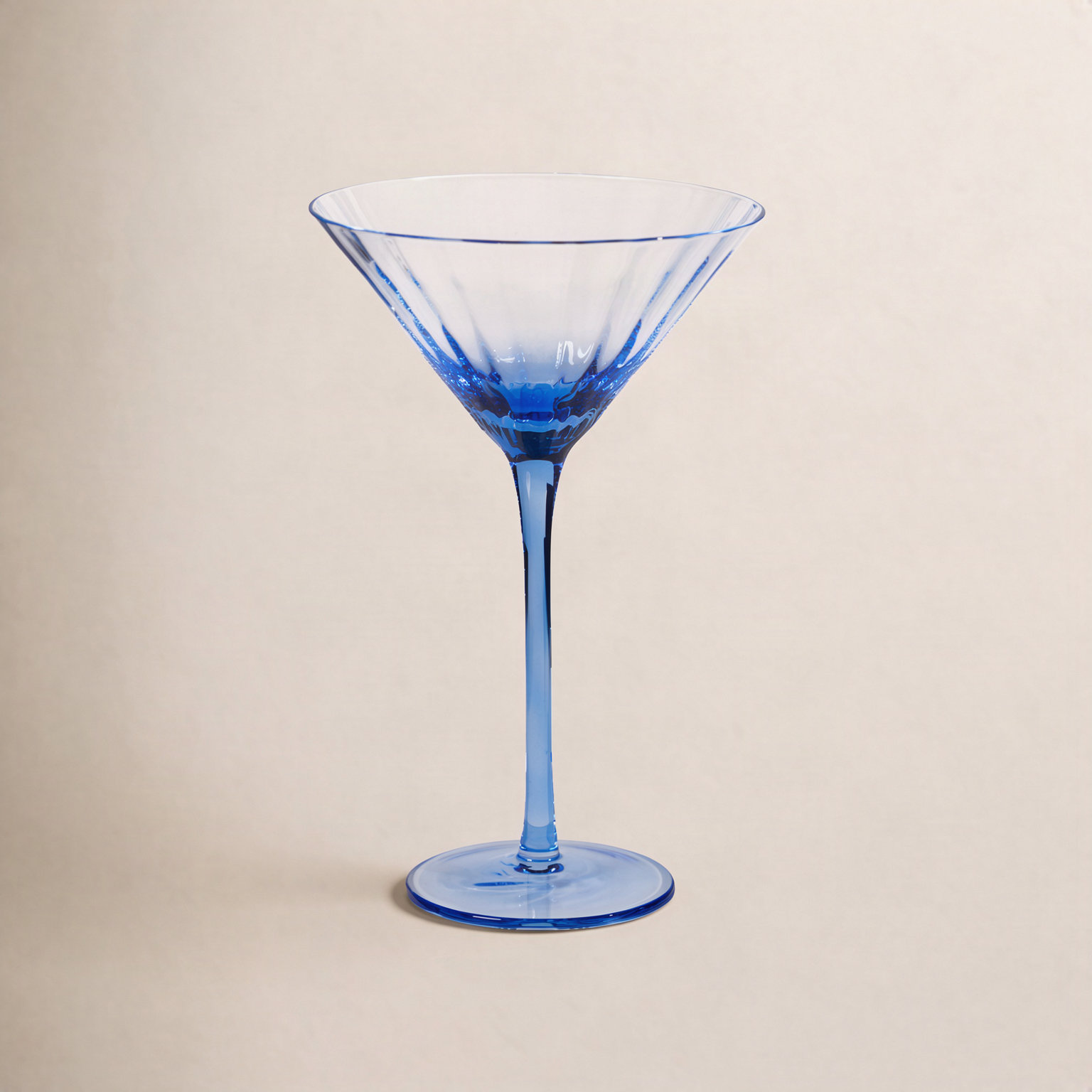 Boulder Ribbed Martini Glass, Blue