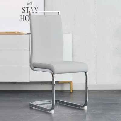 Ensemble de 6 chaises de salle à manger en faux cuir Rheese Modern avec base en métal et poignée supérieure