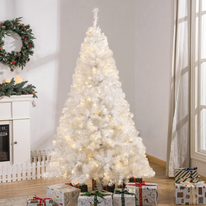 Arbre de Noël de 6 pi de hauteur avec branches de sapin Douglas réalistes, 250 lumières DEL blanc chaud et 1 000 pointes pour un décor festif