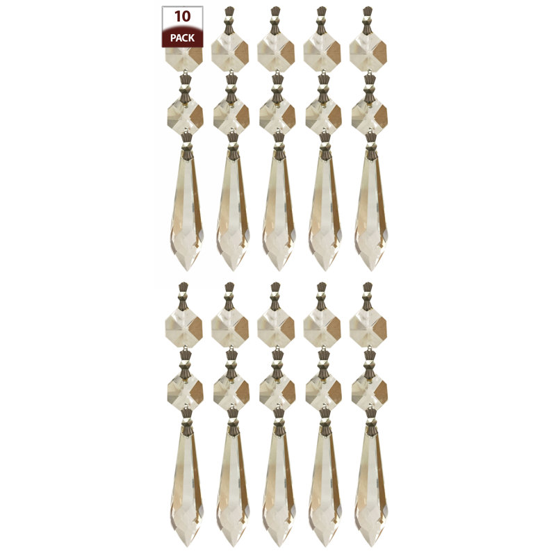 Glaçone en u à prisme cristal de remplacement lustre, Deux perles