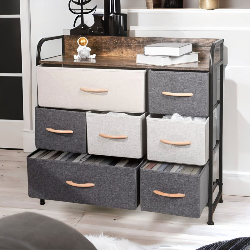 7 Fabric Drawer Bedroom Dresser Storage Organiser, Brown
