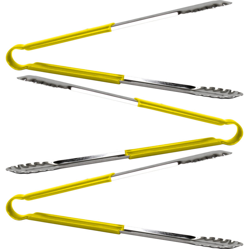 Stainless Steel Tongs 12", Yellow, 30.48cm