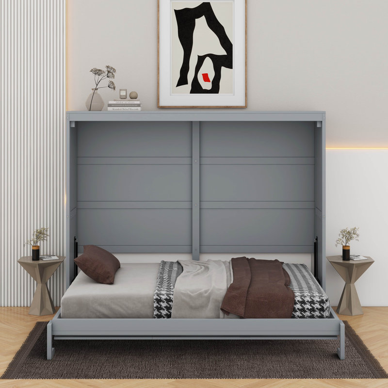 Murphy Bed Wall Bed, Gray, Queen