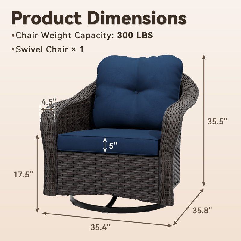 Chaise berçante d'extérieur en osier Wilguy, Bleu marine