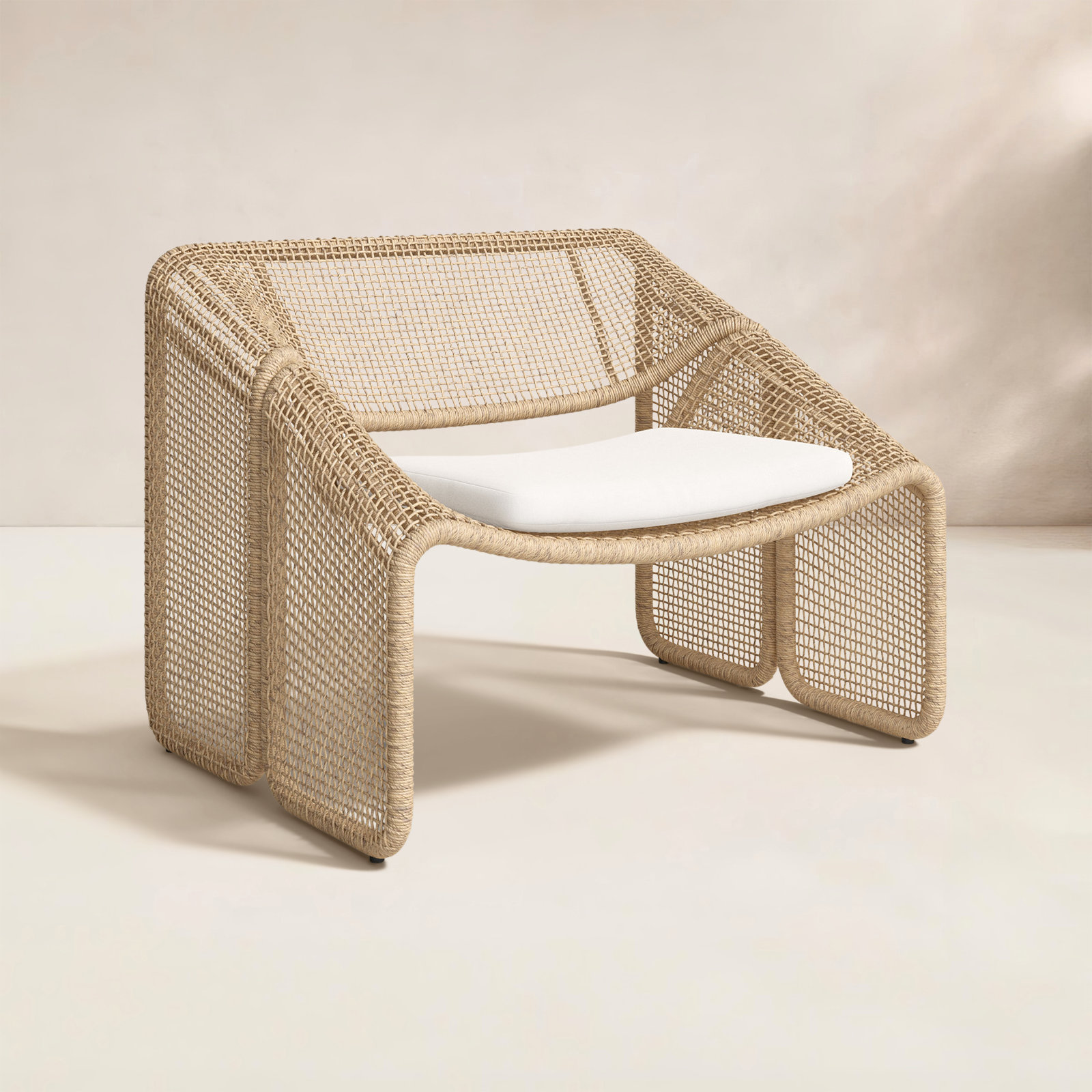 Aliza Wicker Outdoor Lounge Chair, Venao Ivory/Faux Hyacinth
