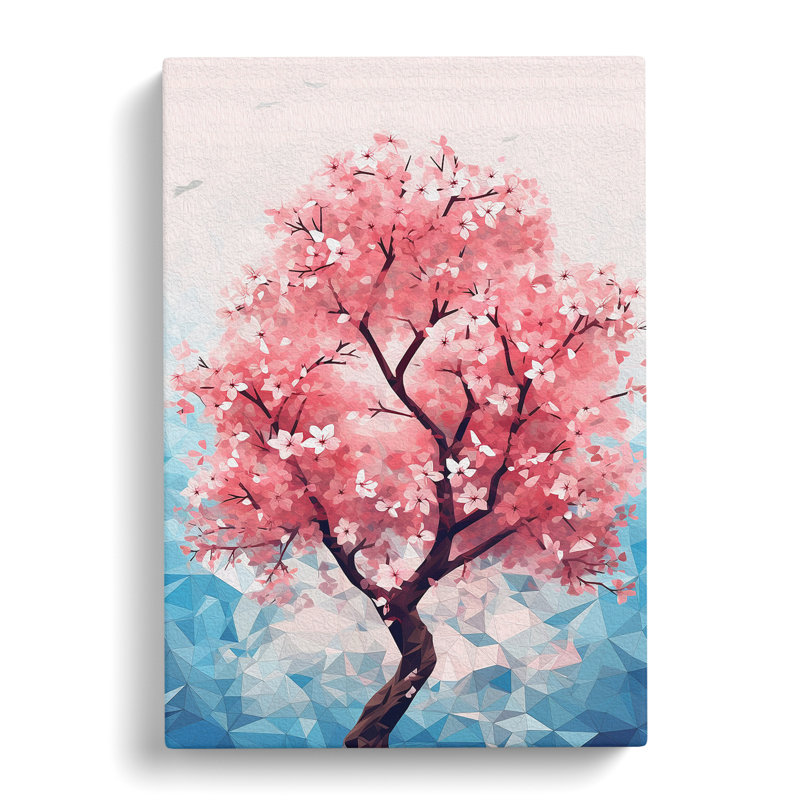 Cherry Blossom Tree Geometric No.3 - No Frame Print, 50cm H x 35cm W x 3cm D