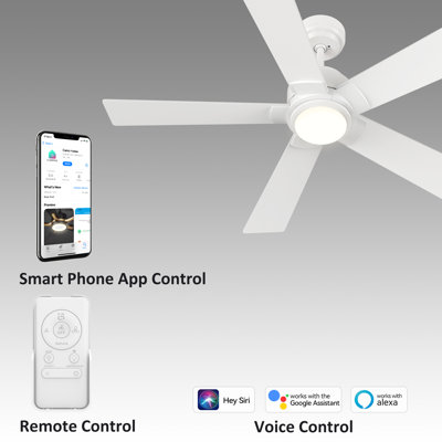 Ventilateur de plafond intelligent avec télécommande, ensemble d'éclairage, fonctionne avec l'assistant Google et Amazon Alexa, raccourci Siri.