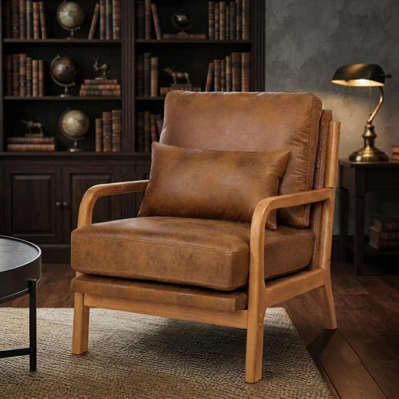 Chaise longue en bois brun clair avec revêtement en tissu et rembourrage en mousse