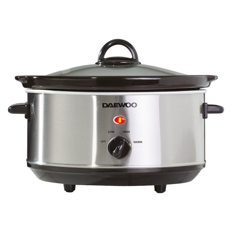 Daewoo Electric Slow Cooker 3.5L Non Stick Bowl Crock Pot w/Lid Stainless Steel