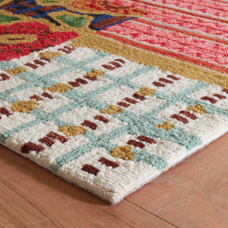 Elm Patchwork Multi Hand Micro Hooked Wool Rug, Rectangle 4' x 6'