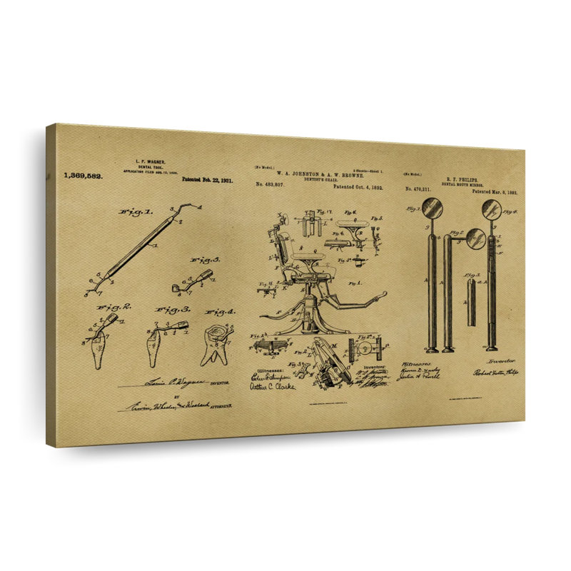 Outils dentaires, impression sur toile, H 32 po x l 48 po x P 1,25 po
