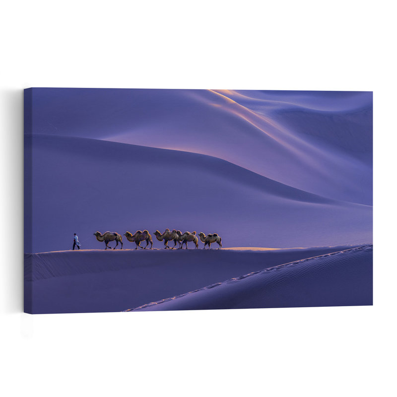 " Purple Desert Caravan Peaceful Serene Tranquil Violet Landscape Nature Wall Art Print " by Cai Ning, H 24 po x l 36 po
