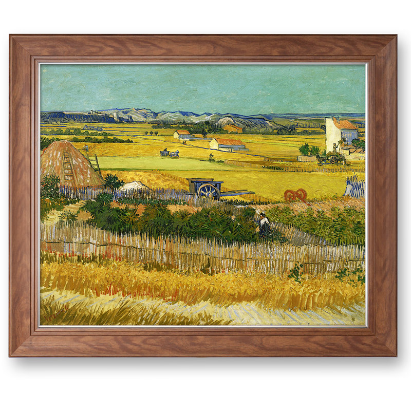 «The Harvest» par Vincent Van Gogh, reproduction sur toile, H 29,5 po x l 35,5 po x P 0,75 po, Toile avec cadre brun