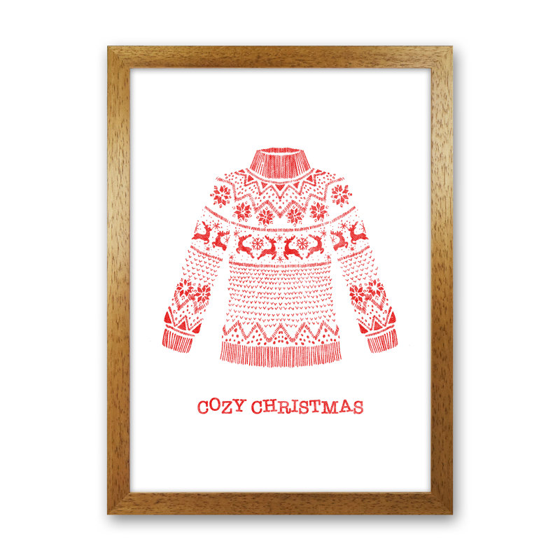 Cozy Christmas - Print, Brown Framed, 34cm H x 25cm W x 3cm D