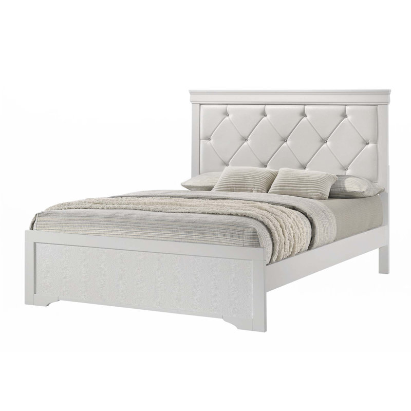 1 lit tapissier (seulement lit), Blanc, Grand