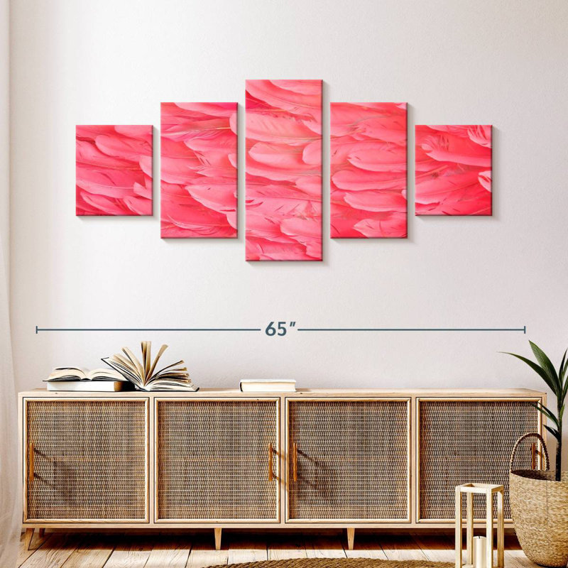 Plumes de flamant rose, H 24 po x l 55 po