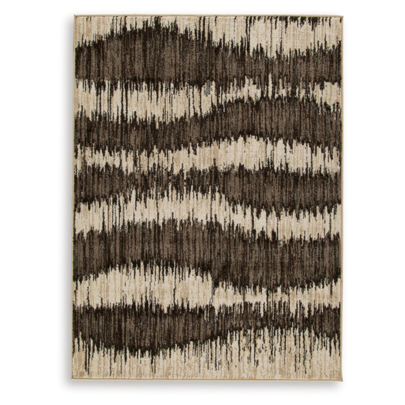 Keradon Cream and Brown Abstract 8' x 10' Reversible Rug