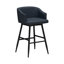 Tabouret de bar pivotant Kazuya bleu orageux en similicuir, hauteur comptoir ou bar-2087984477