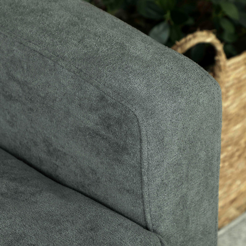 Solid Wood Polyester Loveseat, Grey