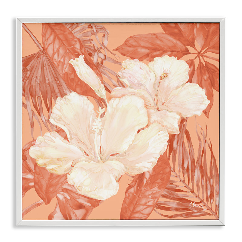  «Tropical Hibiscus Bunch», estampe numérique par Paul Brent, H 17 po x l 17 po, Estampe numérique encadrée blanc bord de mer