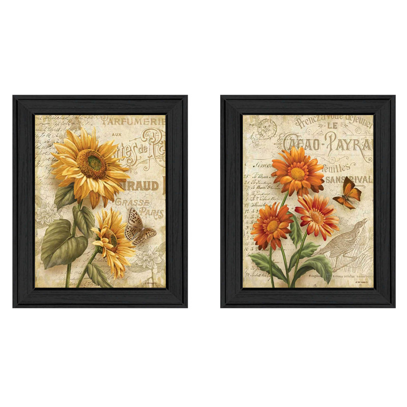 «Fleurs Collection», vignette par Ed Wargo, affiche encadrée prête à accrocher, cadre noir, 2 pièces