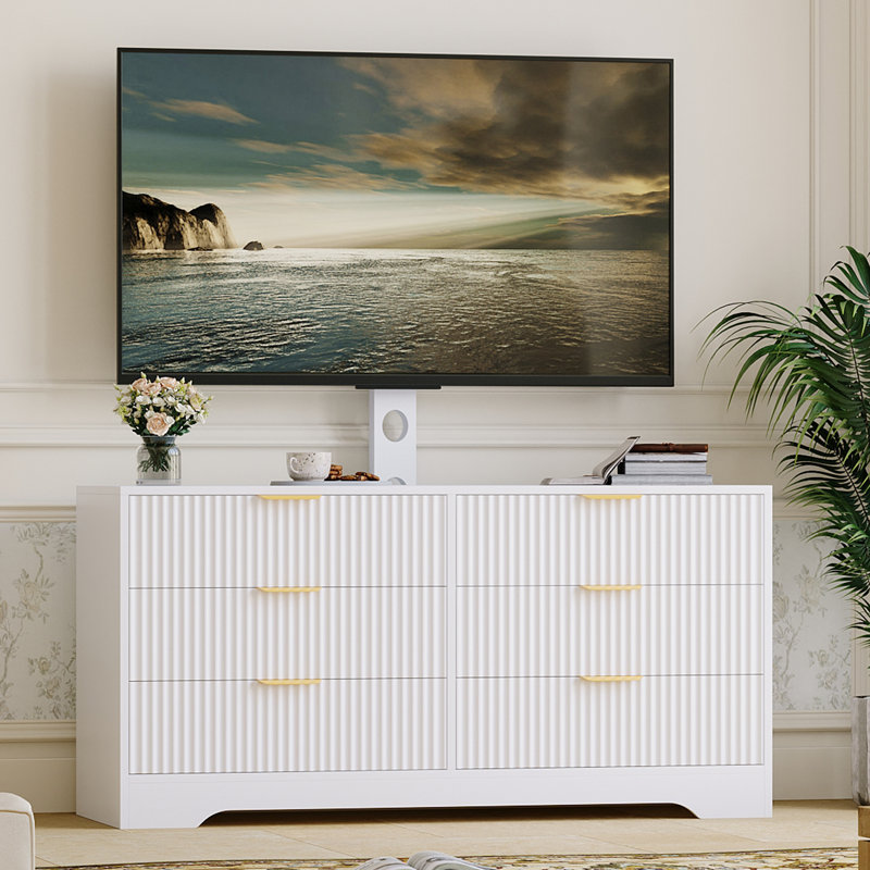 Meuble télé cannelé, Bois blanc
