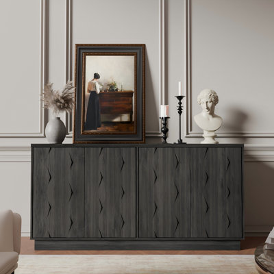 61" Modern Handle-Free Sideboard With Adjustable Shelves - Luxurious Buffet Cabinet