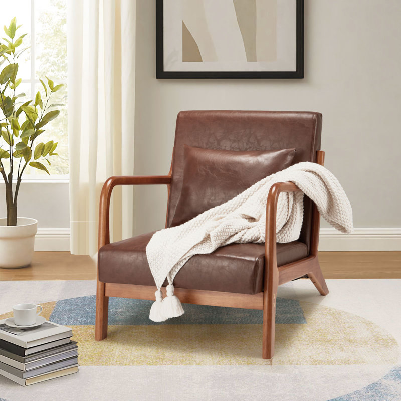 64.77cm Wide Armchair with Cushion, Brown