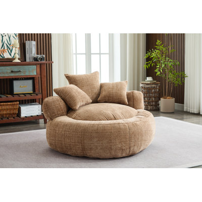 Foam Bean Bag Chairs For Adults/Teens With Filling,Bean Bag Lazy Sofa With Ultra Soft Chenille Cover,Round Bean Bag,Indoor & Outdoor by Trule