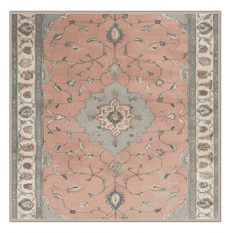 Tapis beige Tabriz lavable à la machine, Carré 3 pi