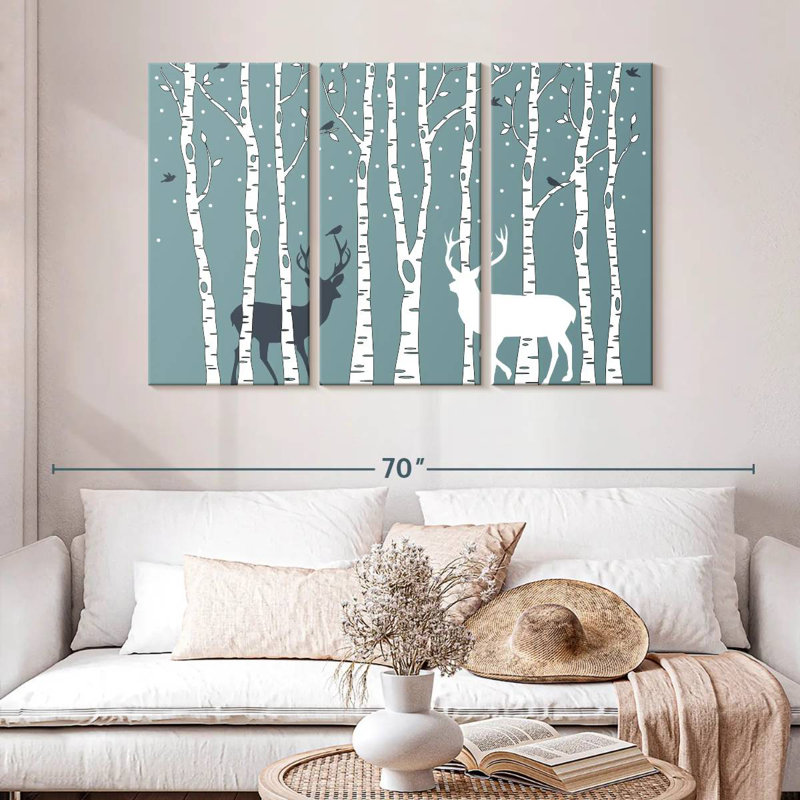Brampt Deer In Birch Forest, 32" H x 50" W