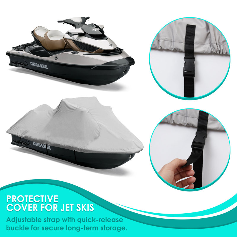 Gray Marine Grade Waterproof Polyester Jetski Cover for 127''-138''