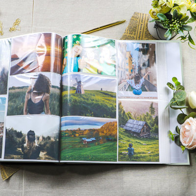 Album photo 10 x 15 cm (4 x 6 pouces), 500 photos (5 photos par page), couverture en lin, grand livre photo pour souvenirs de famille, mariages et voyages (kaki).