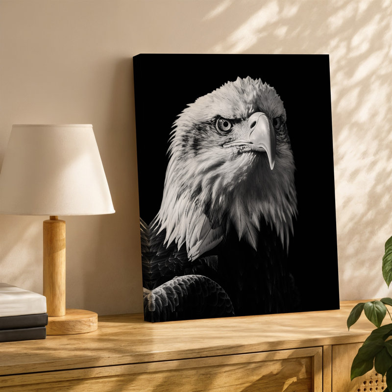 Toile «A Striking Gros Up Of A Majestic Eagle S», art mural capturé en noir et blanc dramatique, l'aigle S intense, apportant une toile épurée