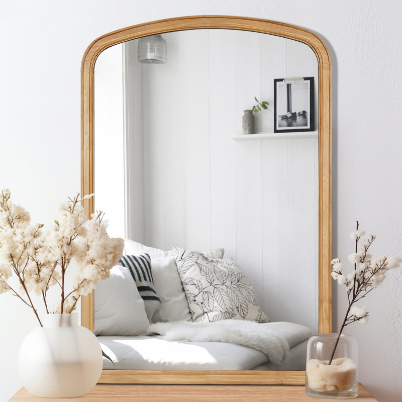 Chadwood Solid Wood Arch Mirror, 36'' x 24'', Black
