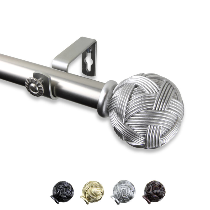 Tringle à rideaux simple Jerrie, Nickel satiné, l 48 po à 84 po