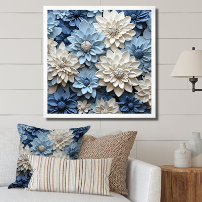 " White And Blue Minimalism Zinnias "