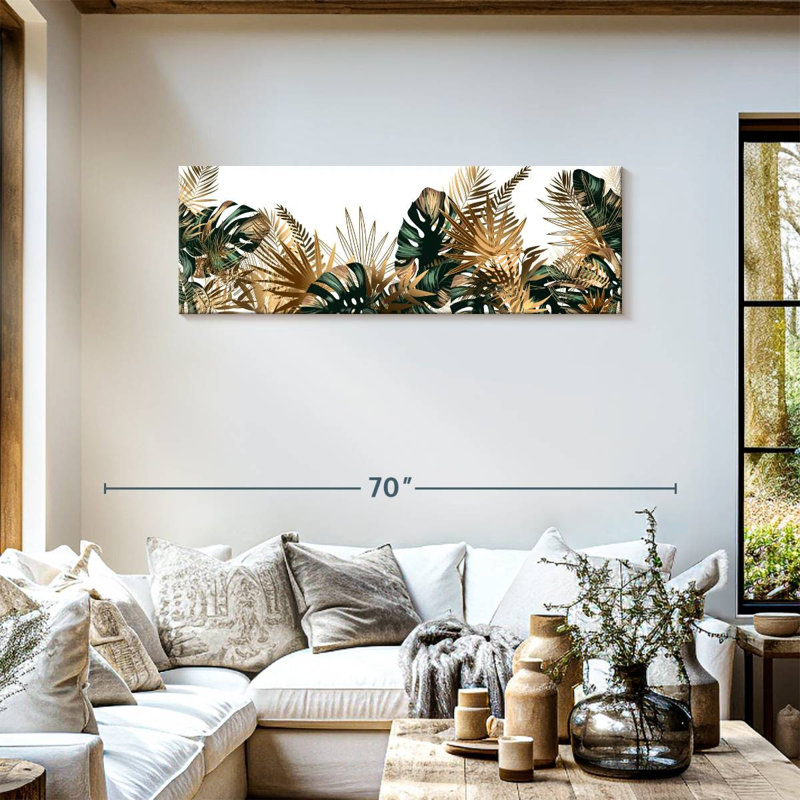 Posh Tropical Leaves sur impression sur toile, H 17 po x l 51 po x P 1,25 po