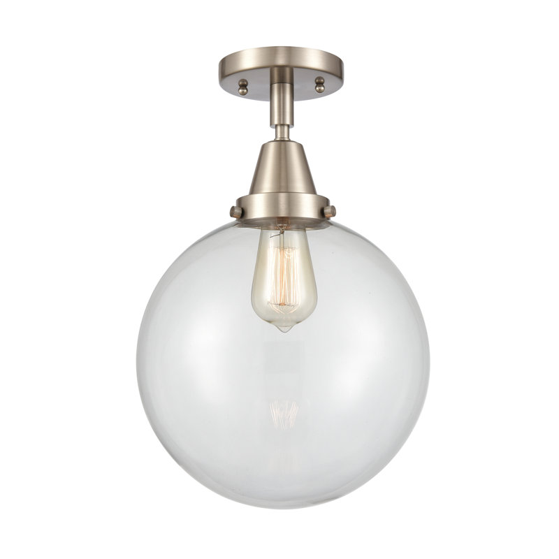 Plafonnier encastré en verre Amede, Clair, H 12,5 po x l 10 po x P 10 po, Nickel satiné brossé