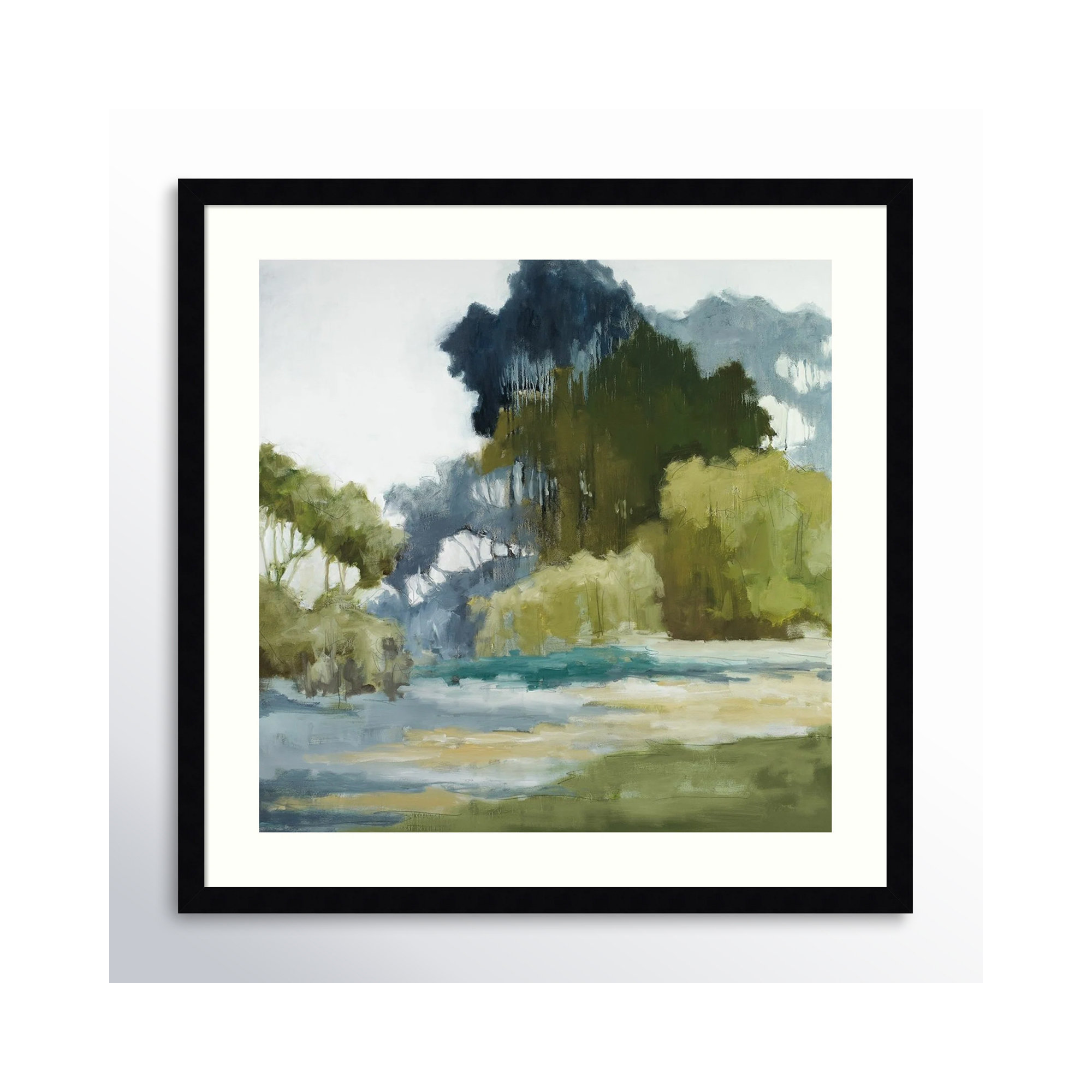 Bean Fileds Tall Trees by Jacqueline Ellens, Black Framed Paper, 19" H x 19" W