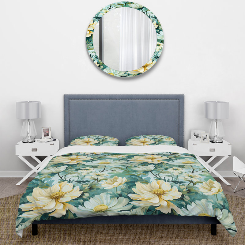 Literie impressionniste à motif botanique, Housse de couette pour très grand lit et 2 très
