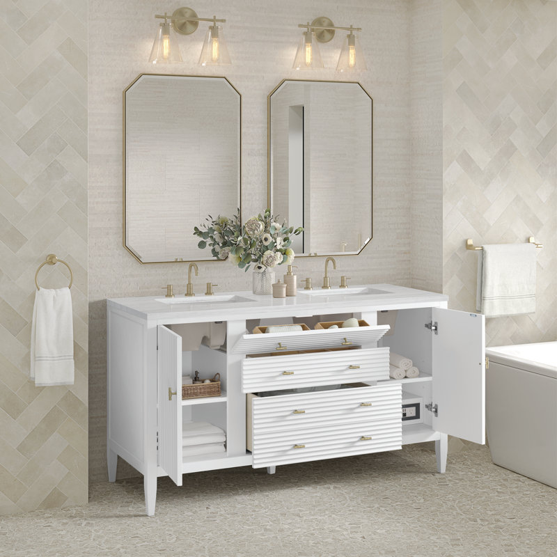 Myrrin 60'' W Double Vanity, Bright White, 8" Widespread, Siberian