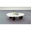 Table basse Laylla Modern de 54 po, plateau de table en pierre frittée blanche, 3 pieds en acier inoxydable, forme libre-1410041469
