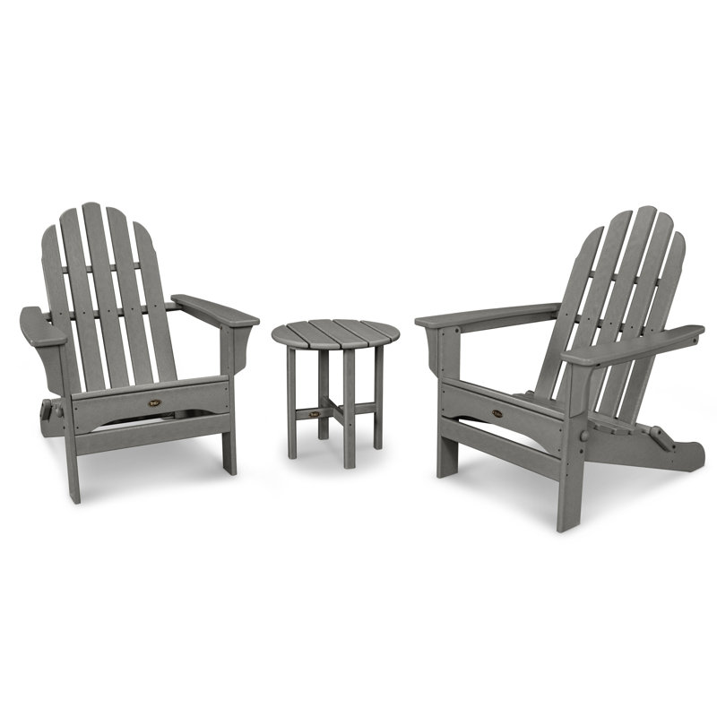 TREX Outdoors Cape Cod Folding Adirondack Set with Side Table, Stepping Stone