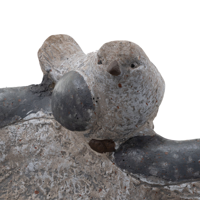 Bonnavale Polystone Indoor Outdoor Bird Decorative Gray Garden Sculpture with Bath Bowl