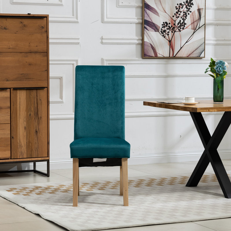 Rimini 0cm H Upholstered Dining Chair, Velvet/Teal