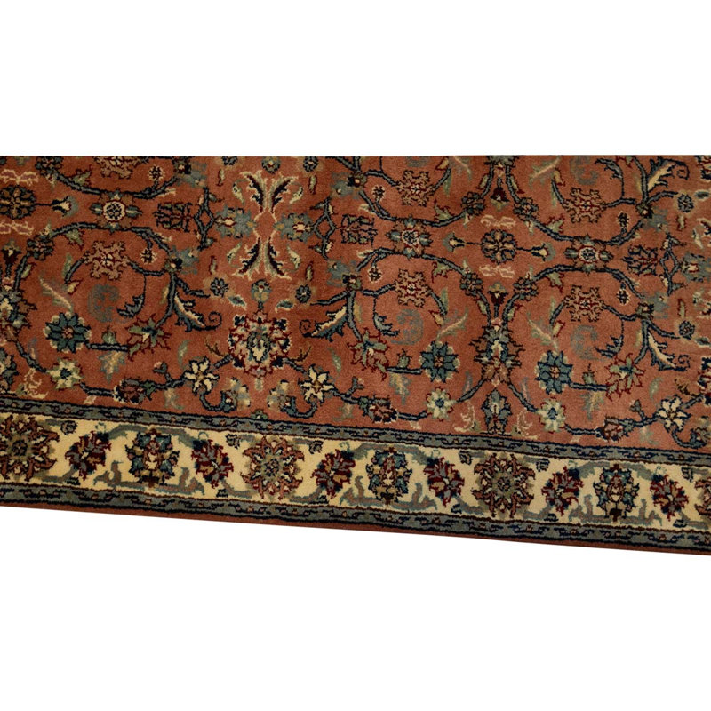 Tapis de couloir en laine noué à la main brun / beige / bleu 2 pi 7 po x 7 pi 11 po